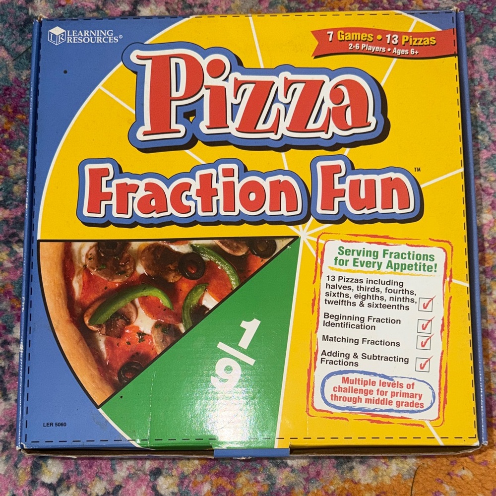Pizza Fraction Fun Educational Game - Yellow & Blue